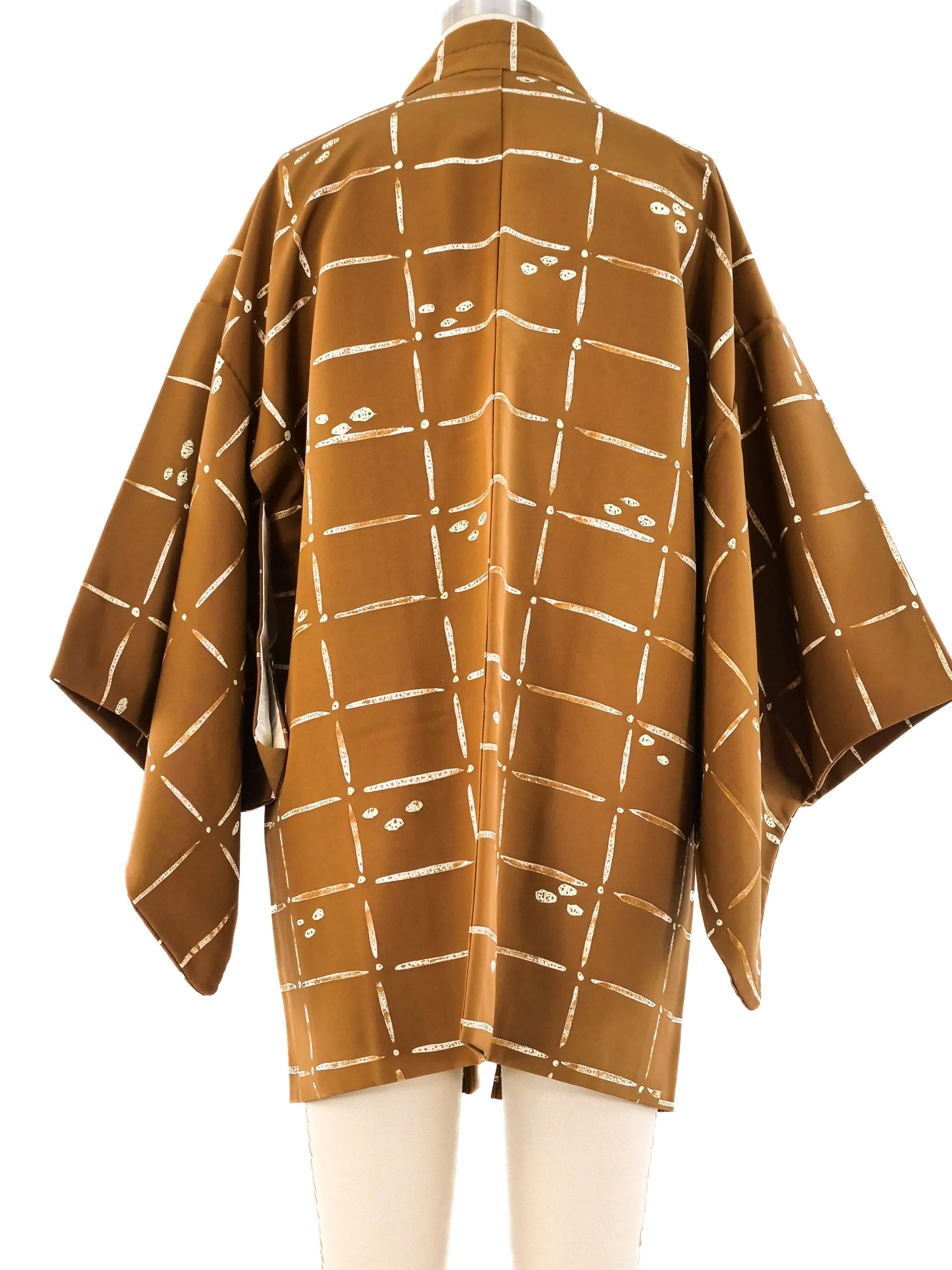 Abstract Printed Khaki Kimono