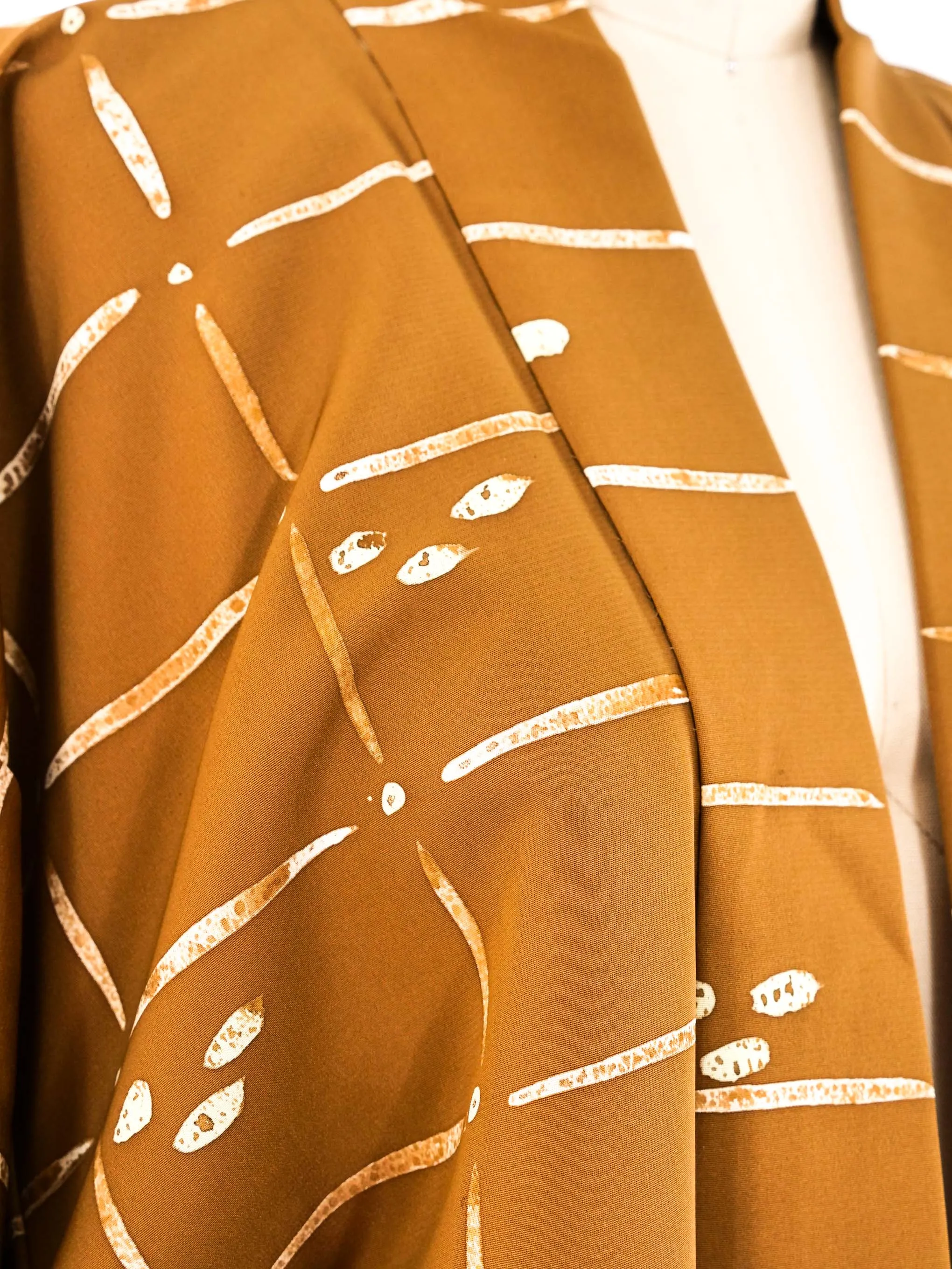 Abstract Printed Khaki Kimono