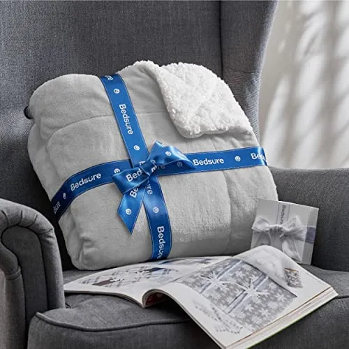 Bedsure Sherpa Fleece Throw Blanket for Couch - Thick and Warm Blanket for Winter, Soft Fuzzy Plush Throw Blanket for All Seasons, Brown, 50x60 Inches