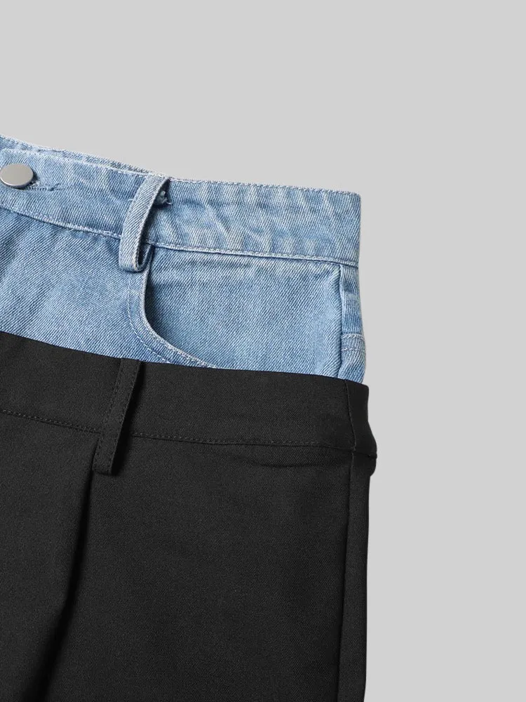 Bi-texture Denim Trousers