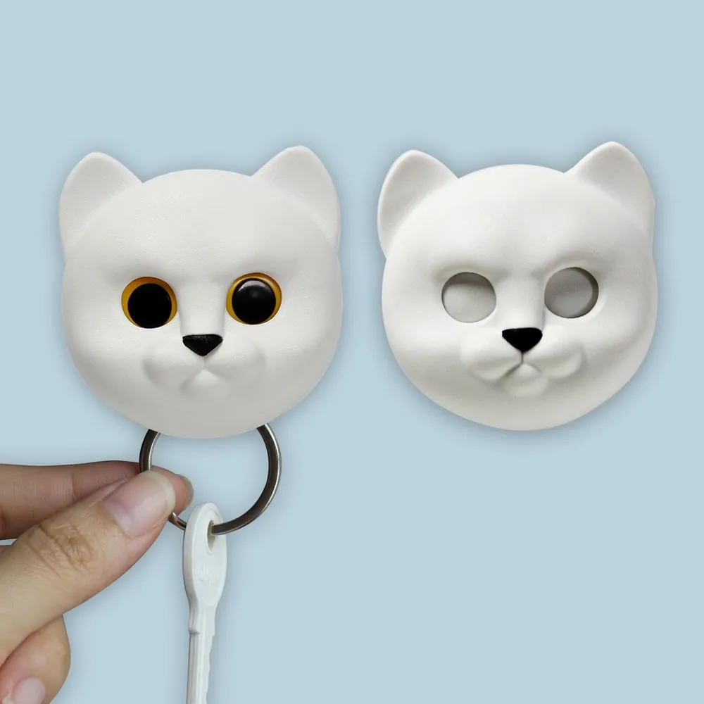 Cat Keys Holder Wall Mounted Neko Cat in White