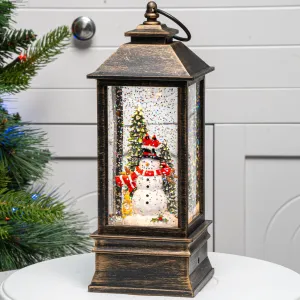 Christmas Snow Globe Lantern Indoor Decor, Cardinal Snowman Christmas Tree with Music,6H Timer,USB Lined/Battery Operated Lighted Lantern for Christmas Festival Decoration Gifts