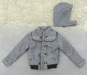 Cold Weather Wear - Grey Fleece Like Jacket w/Removable Hood