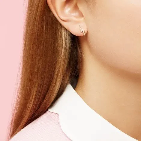 Earrings Lightning Bolt Gold Plated with Cubic Zirconia