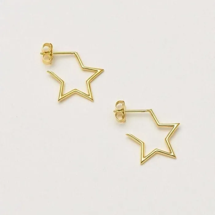 Earrings Open Star Hoop Gold Plated