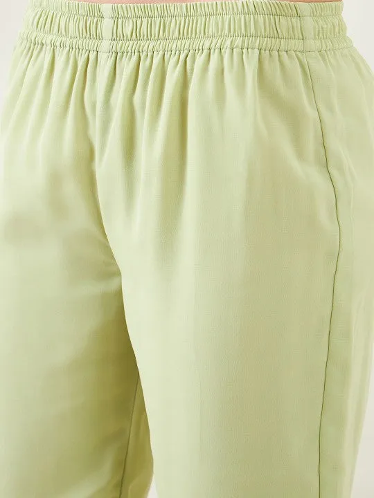 Embroidered Aari Work Pakistani Style Kurta With Trousers & Slip