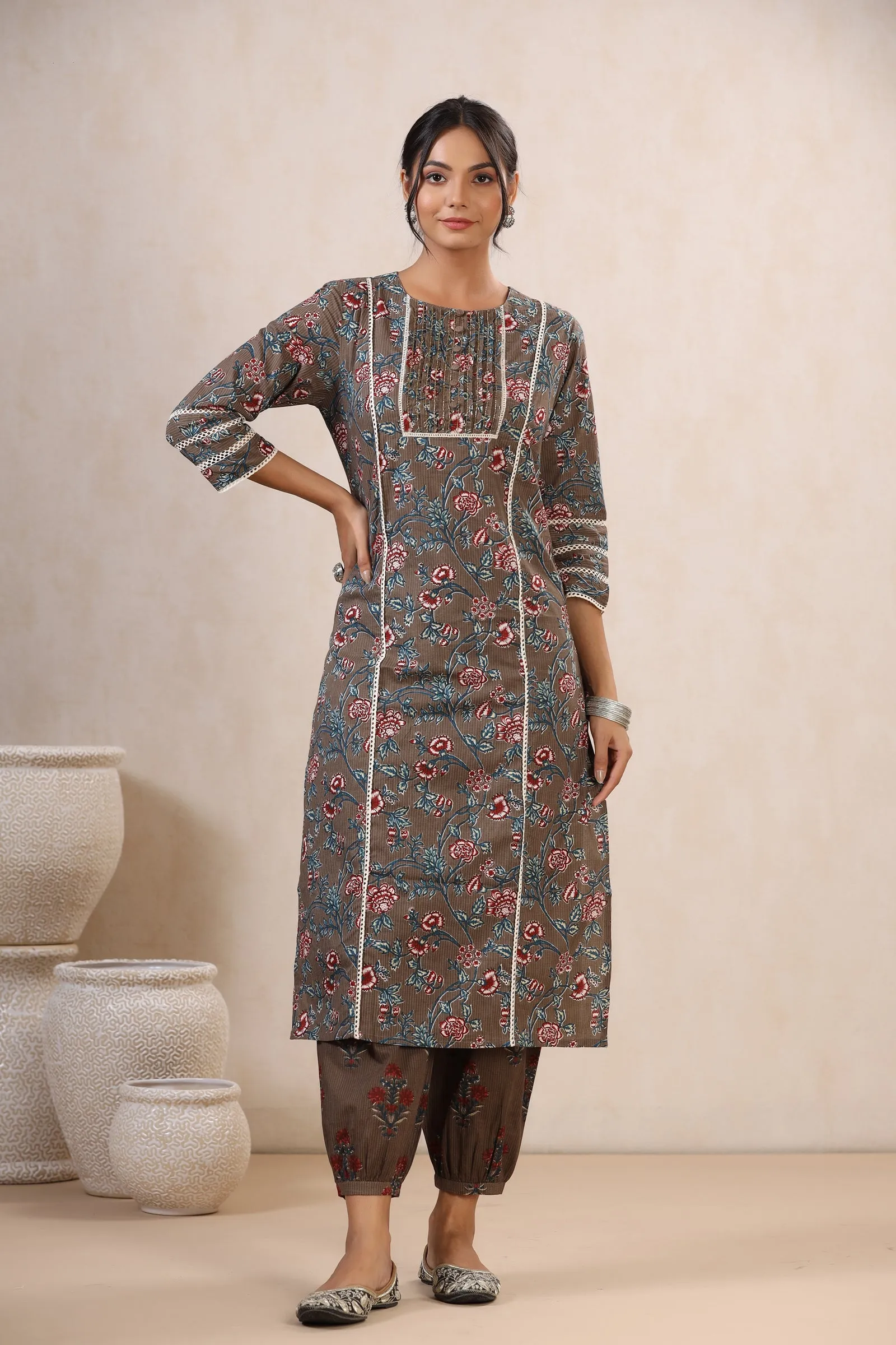 Faiza Bulbul Areena Cotton Kurta And Pant Set