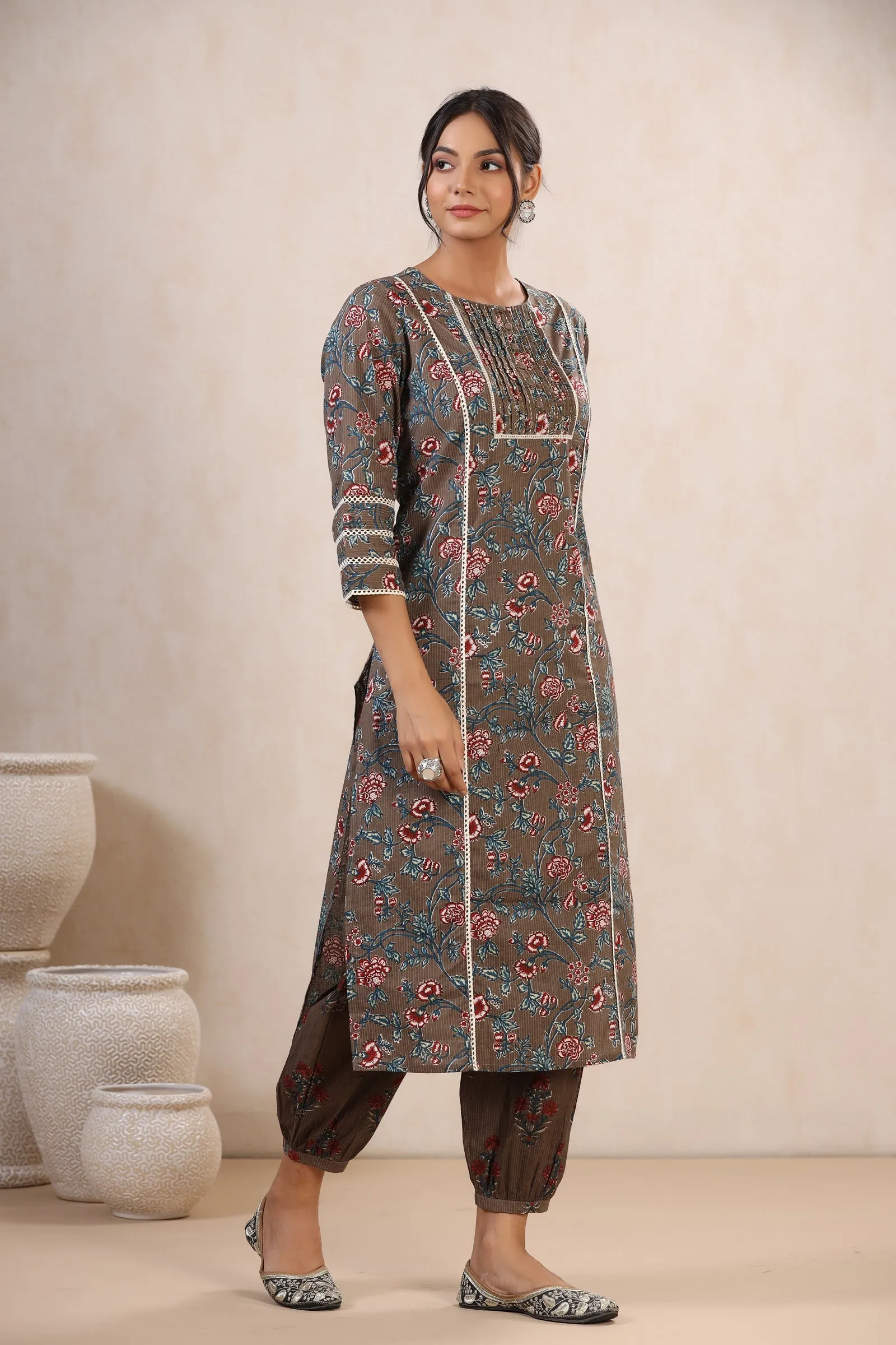 Faiza Bulbul Areena Cotton Kurta And Pant Set