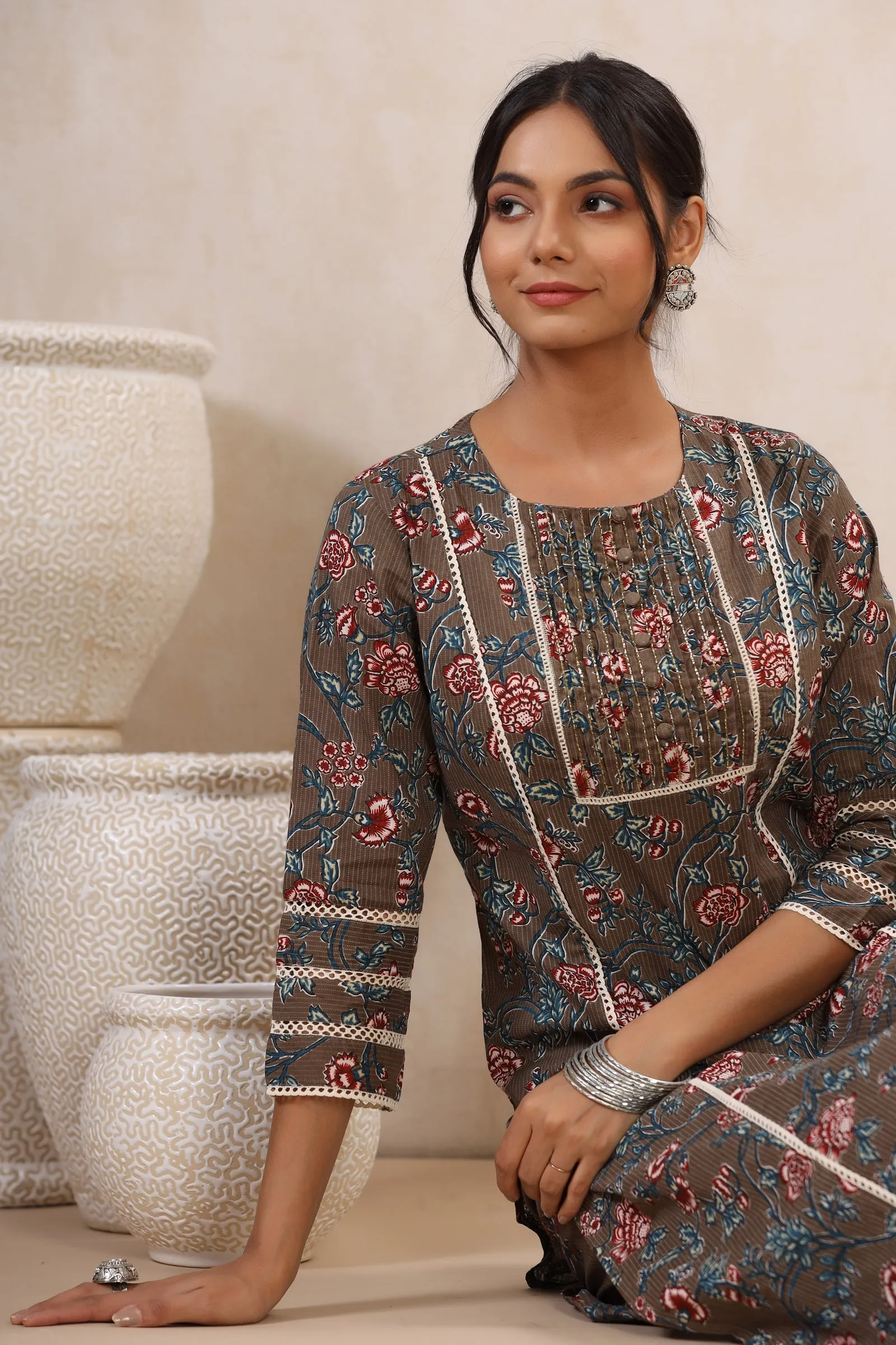 Faiza Bulbul Areena Cotton Kurta And Pant Set