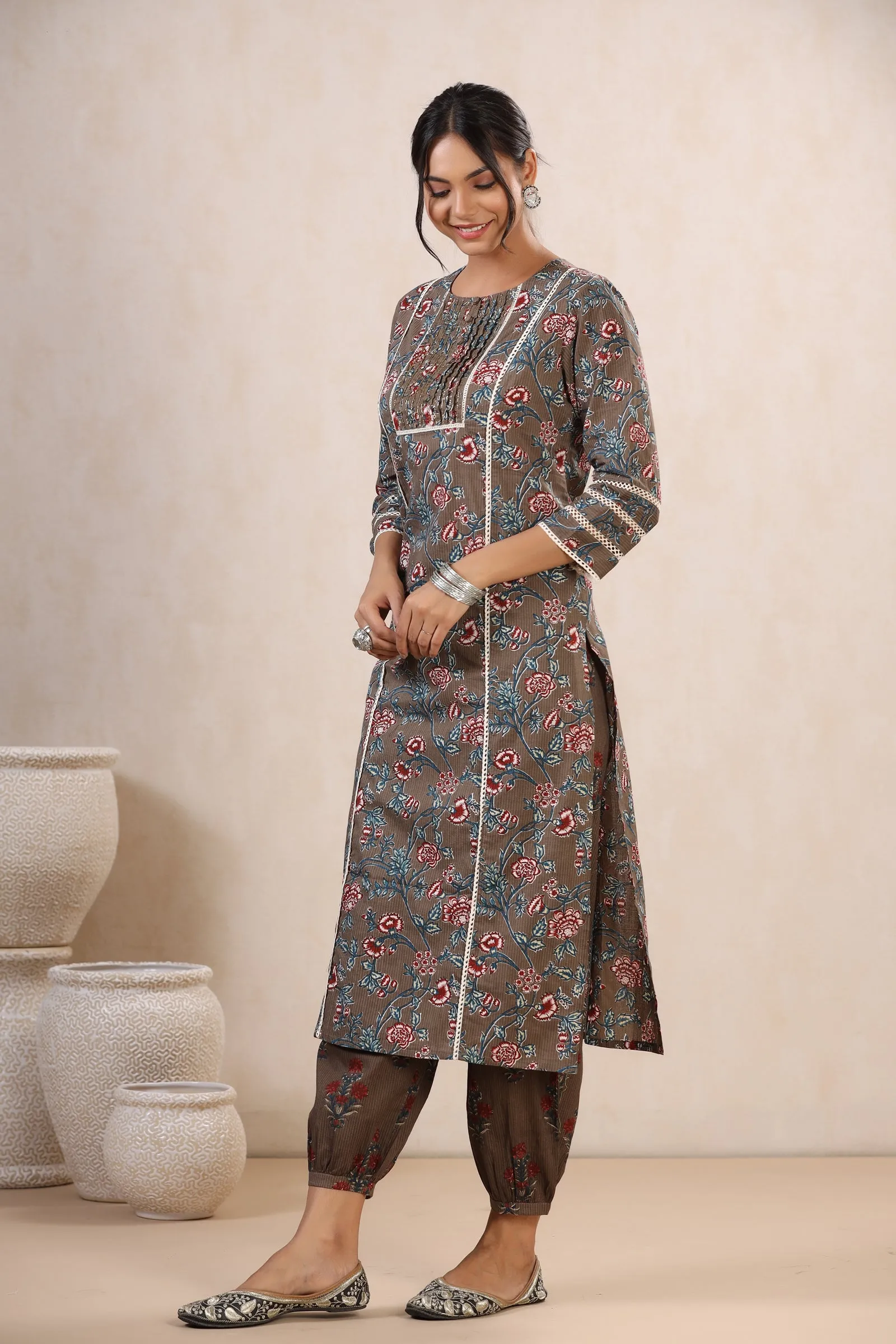 Faiza Bulbul Areena Cotton Kurta And Pant Set
