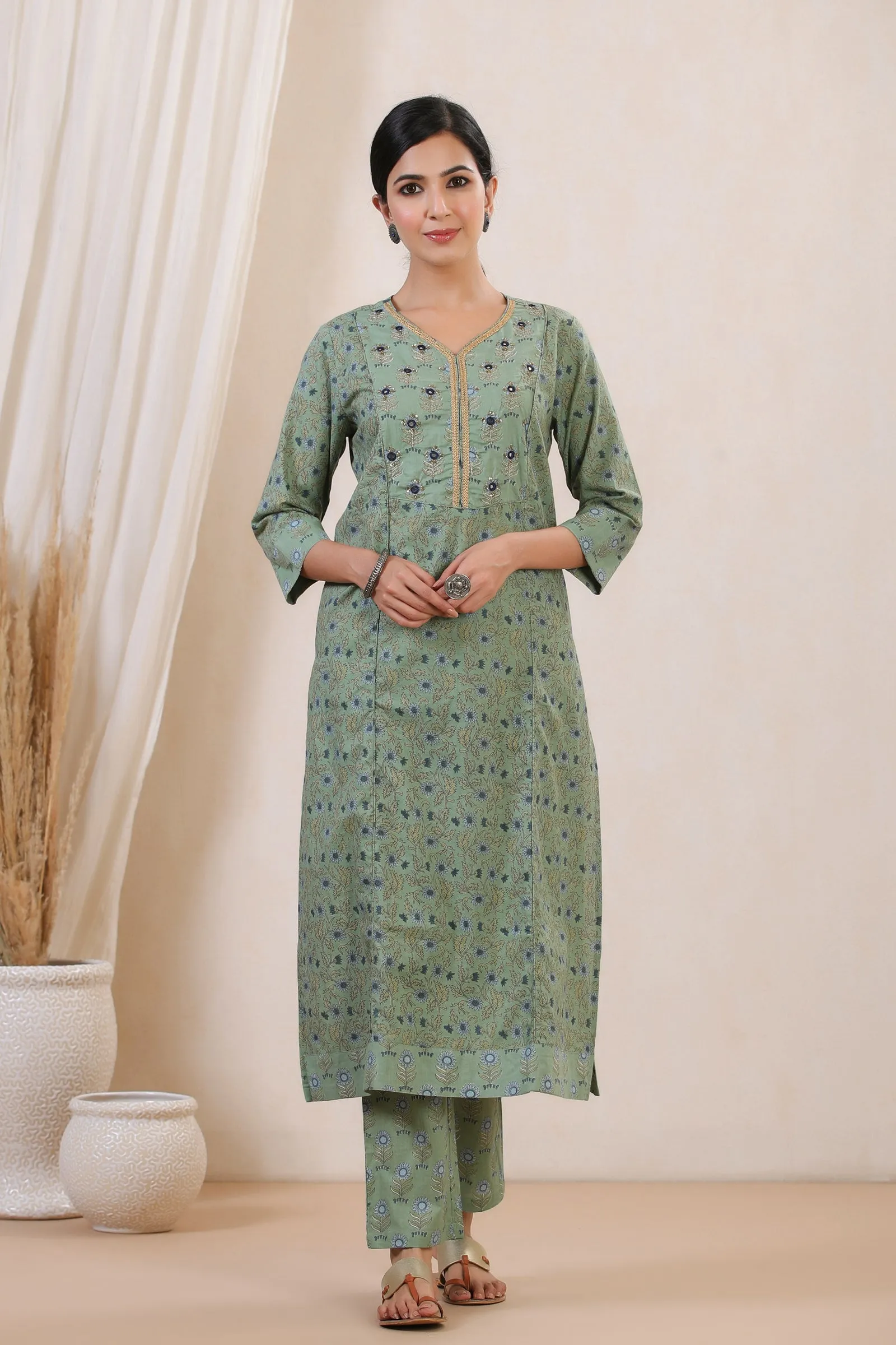 Faiza Bulbul Asifa Cotton Kurta And Pant Set