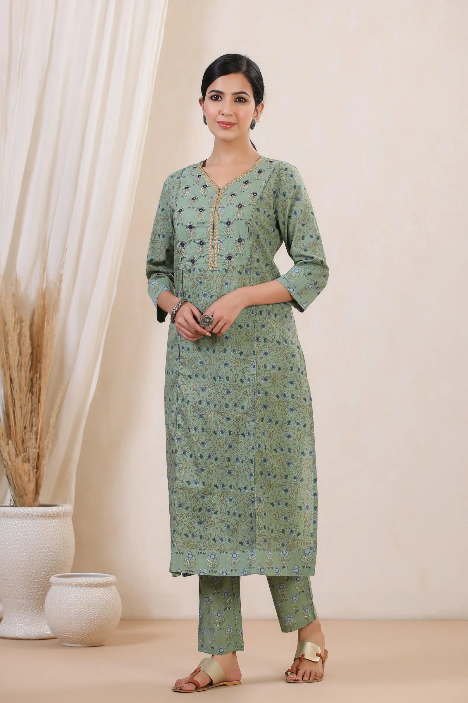 Faiza Bulbul Asifa Cotton Kurta And Pant Set