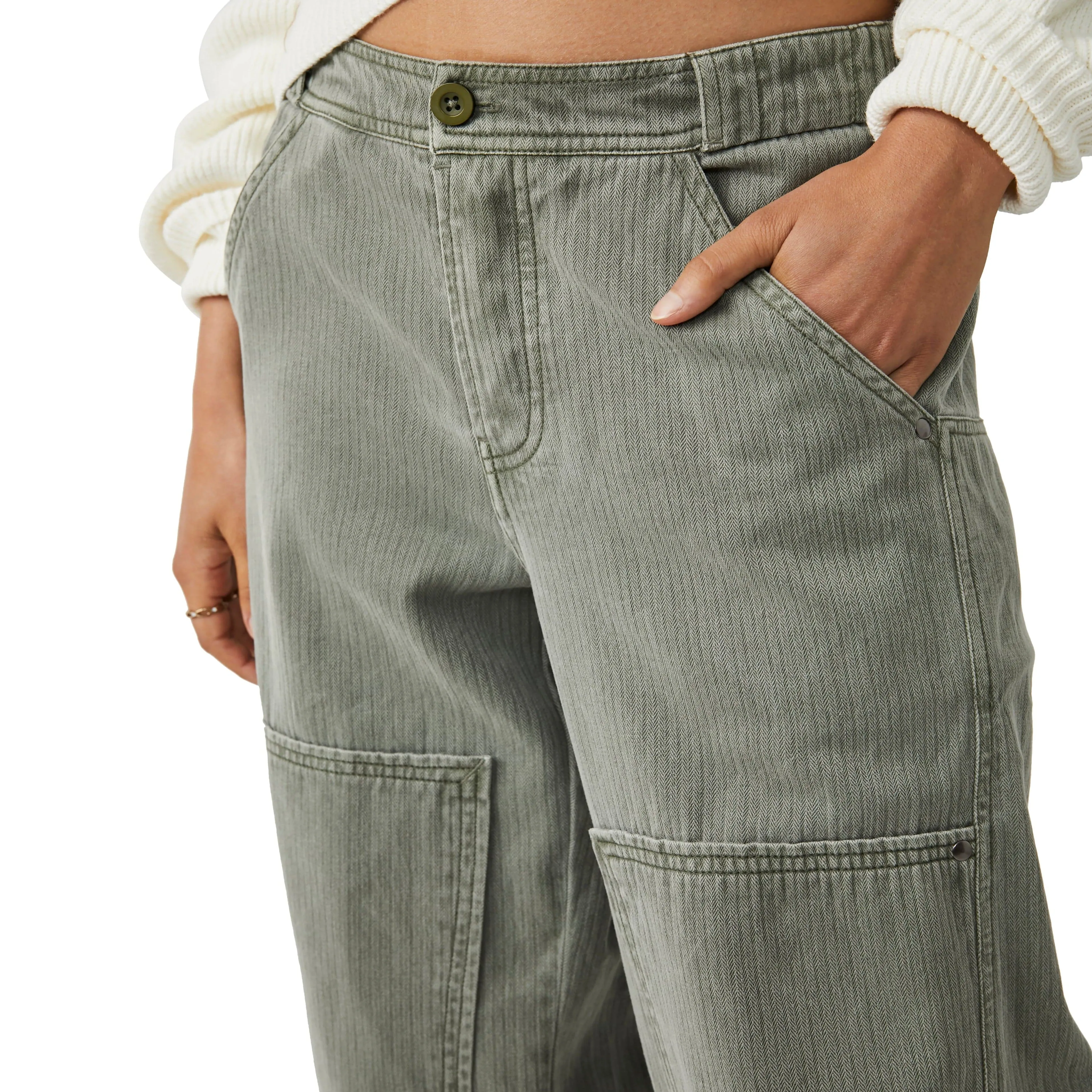 Free People Turn Away Tapered Carpenter Pants Hunter Green