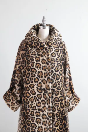 Glamorous and Iconic 1960's Leopard Print Swing Coat / Medium