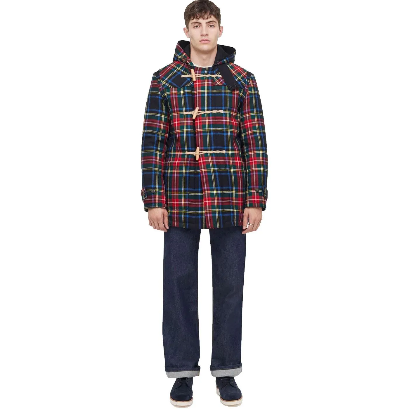 Gloverall by Lacheron of Scotland Black Stewart Tartan Duffle Coat