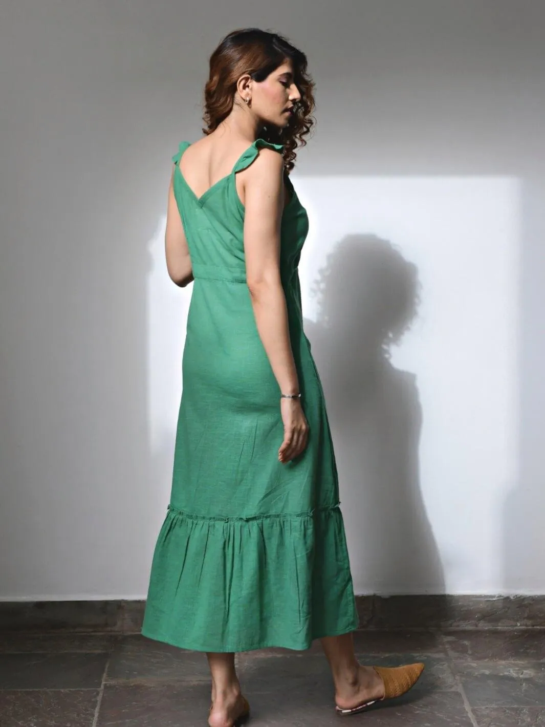 Green Cotton Maxi Slip Dress