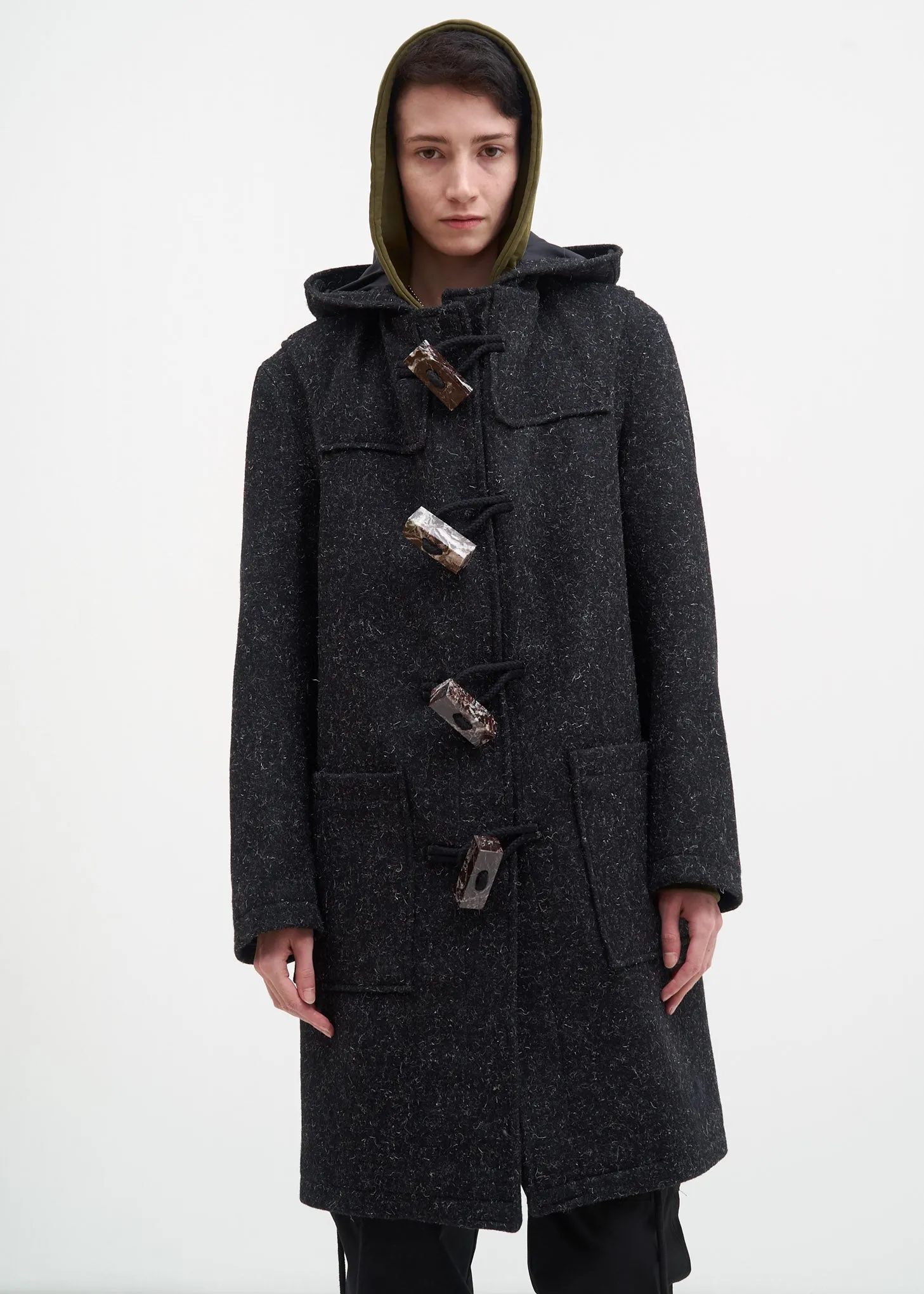 Grey Duffle Coat w/ Marble Toggles