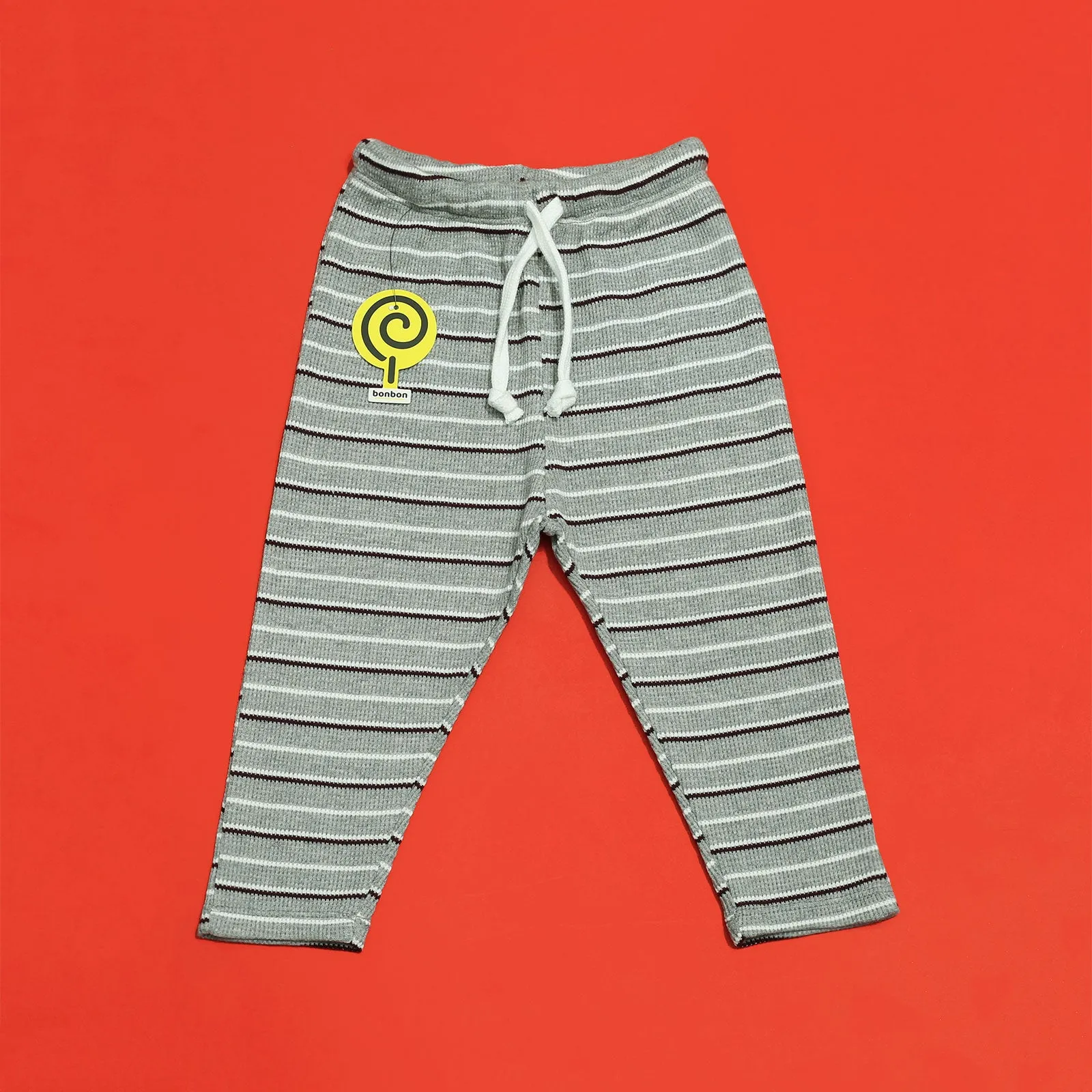 Grey Striped Waffle-knit Pajamas