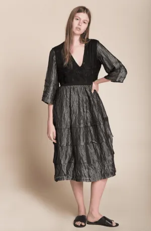 Handcrafted Black Midi Dress