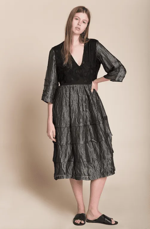 Handcrafted Black Midi Dress