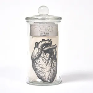 Linen Tote Bag in Glass Specimen Jar Beating Forever Heart