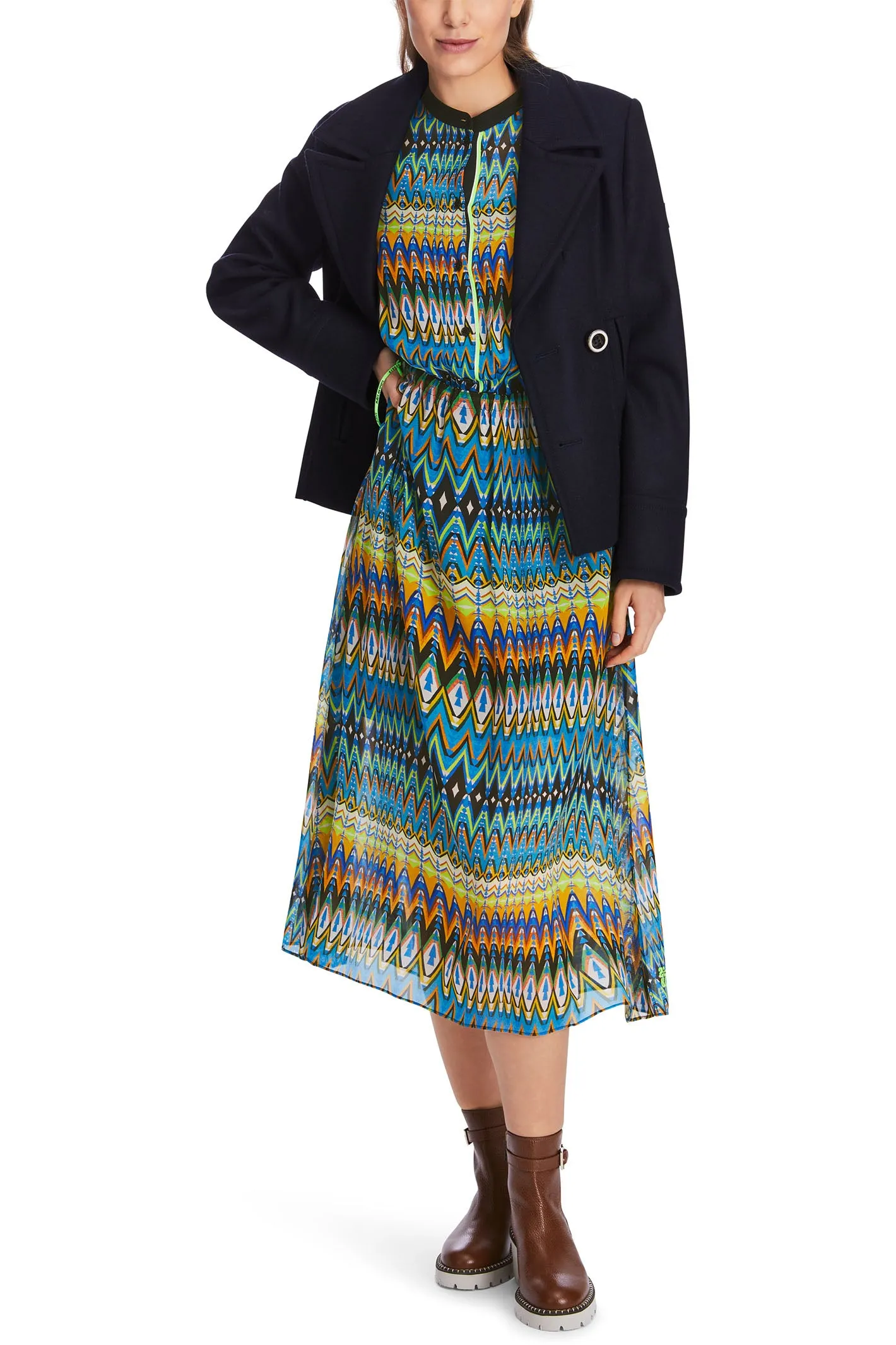 Marc Cain Sports Dress Midi Graphic Sound Print XS 21.12 W28 361