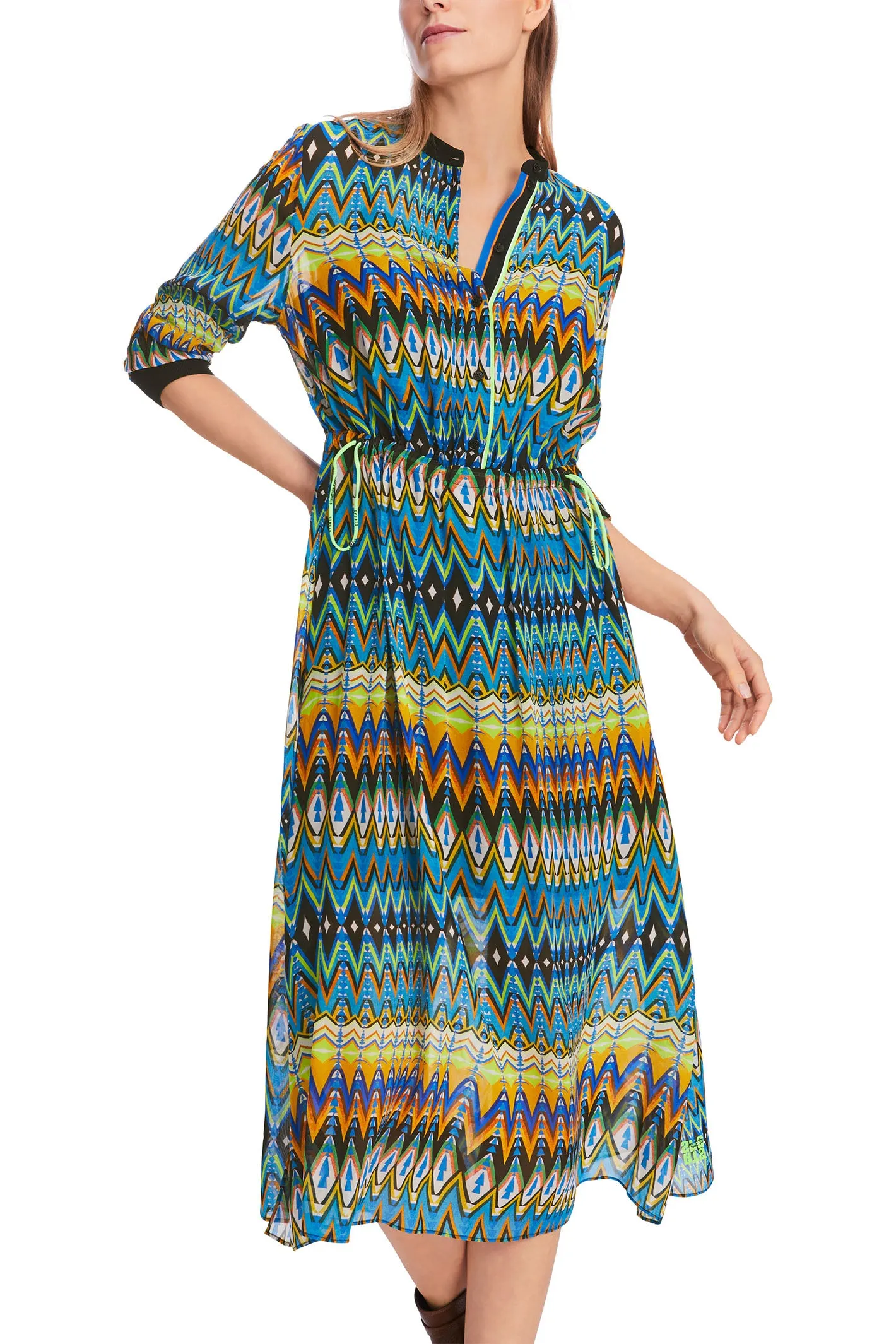 Marc Cain Sports Dress Midi Graphic Sound Print XS 21.12 W28 361