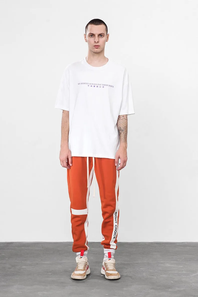 Men's Spring/Autumn Retro Joggers With "Right Choice" Side Print