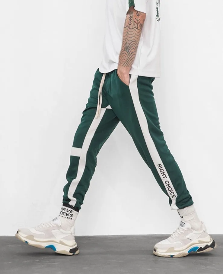 Men's Spring/Autumn Retro Joggers With "Right Choice" Side Print