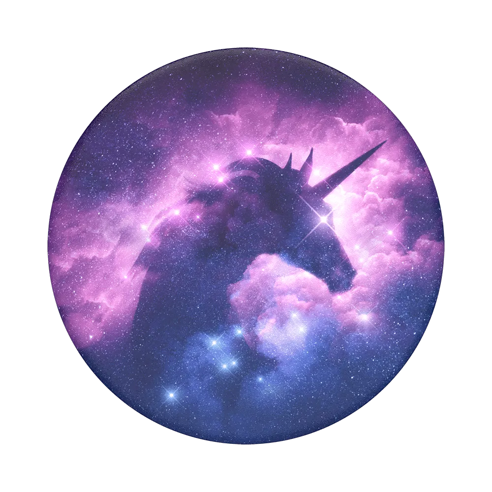 Mobile accessory expanding hand-grip and stand Popsocket in mystical unicorn nebula