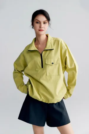 Oversized Half Zipper Utility Pullover Jacket