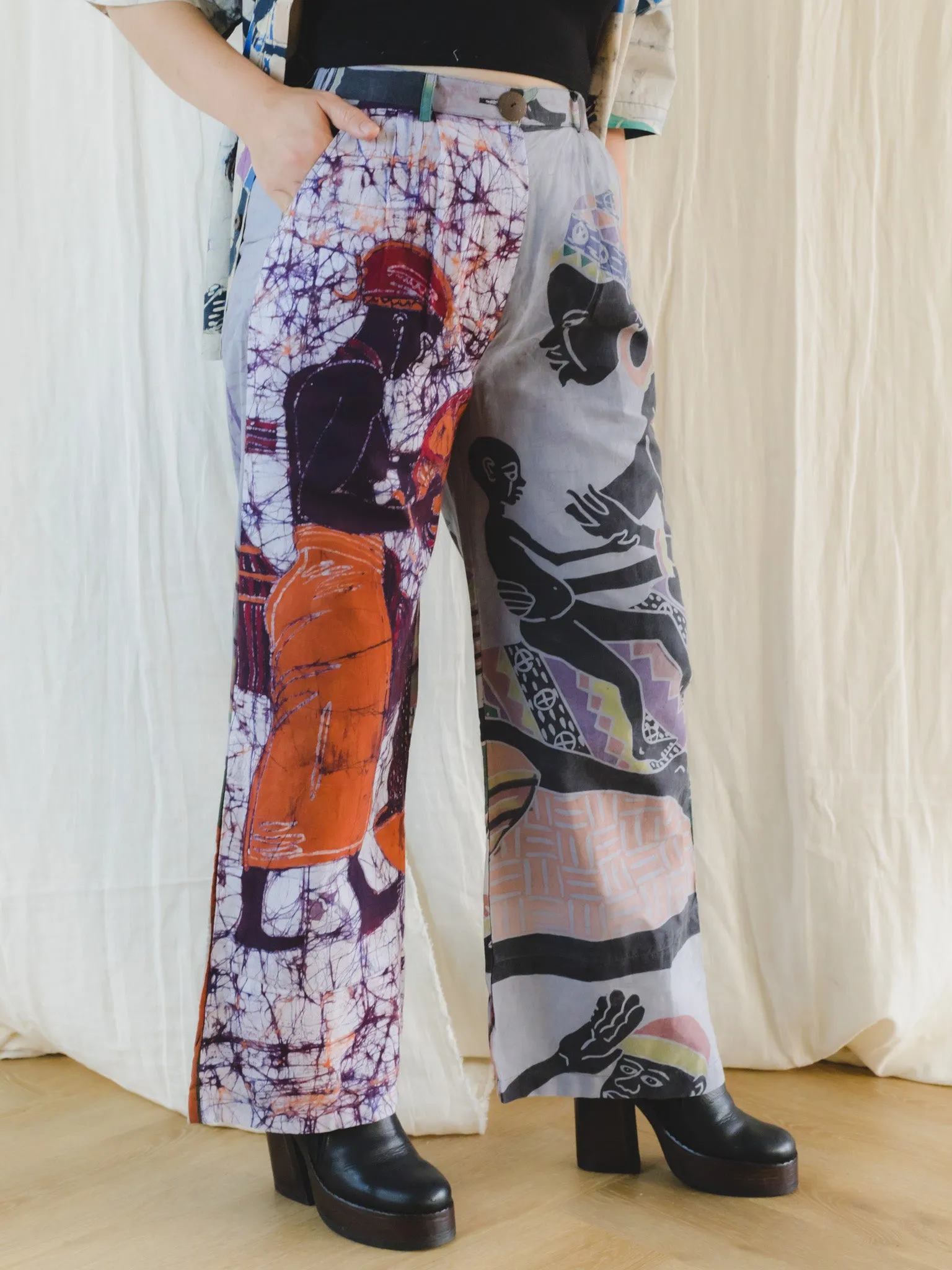 Re-Trousers Upcycled Tribal Wax Print in Bold Colors
