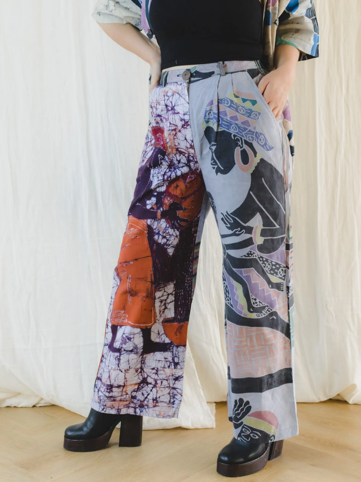 Re-Trousers Upcycled Tribal Wax Print in Bold Colors