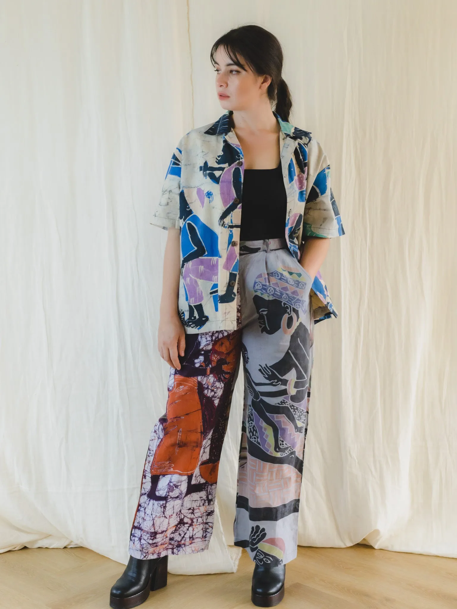 Re-Trousers Upcycled Tribal Wax Print in Bold Colors