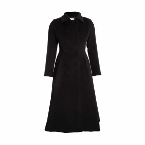 Redingote coat in virgin wool and cashmere - black