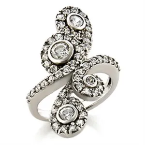 Rhodium Brass Ring with AAA Grade CZ in Clear for Women Style 9W097