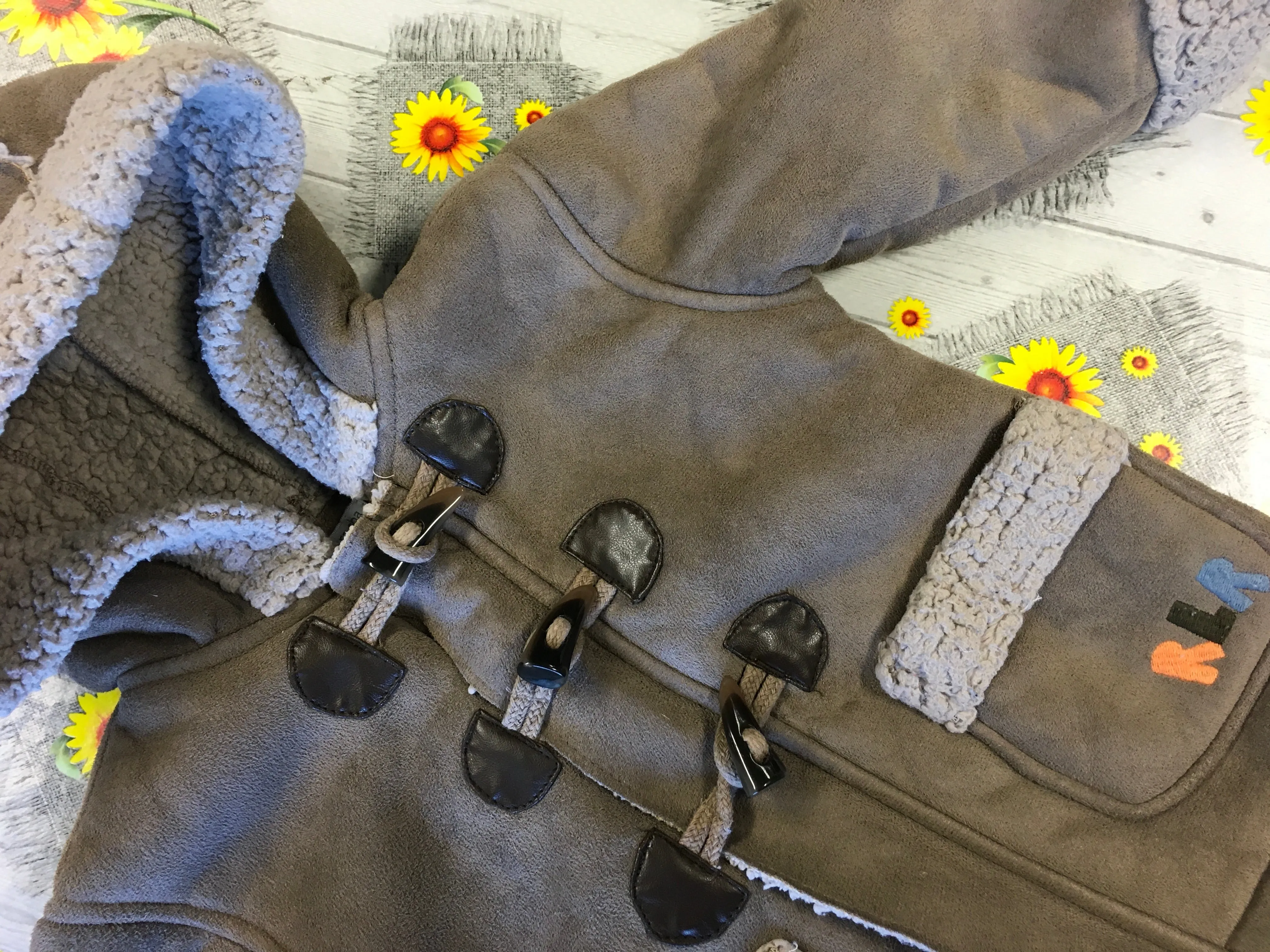 Rocha Little Rocha Brown Mock Suede Duffle Coat With Hood - Boys 9-12m