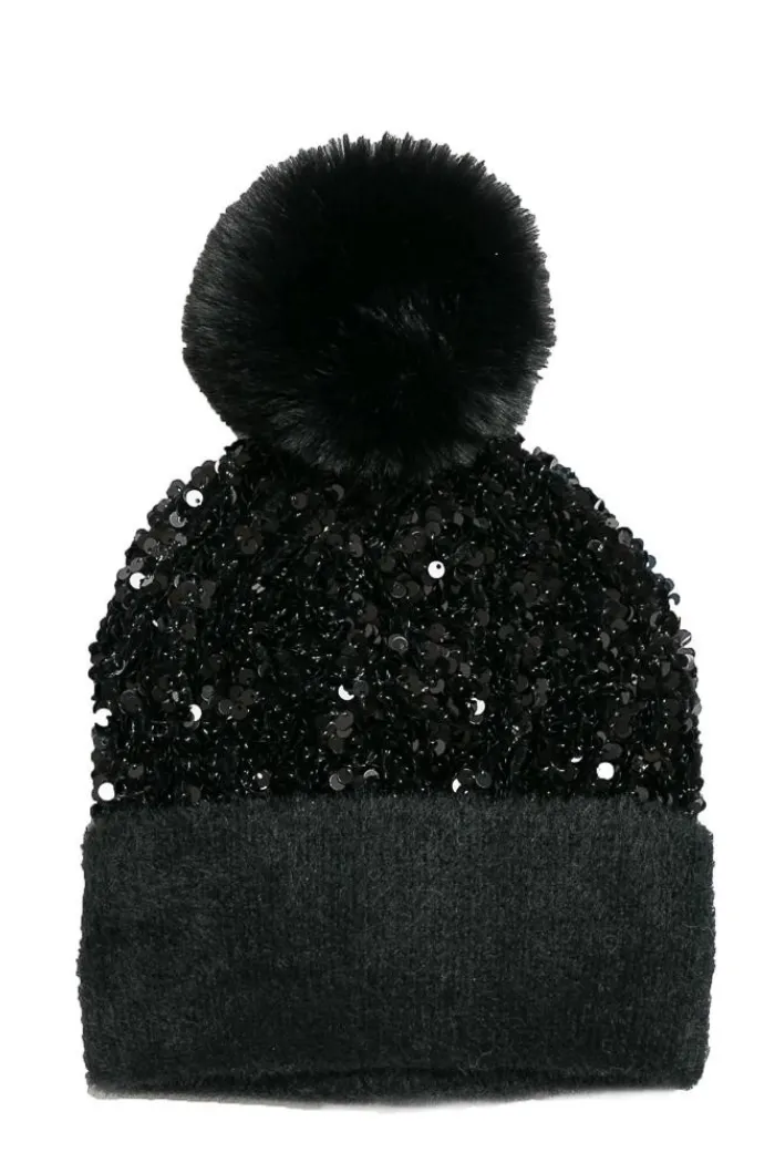 Sequin Pom Pom Hat