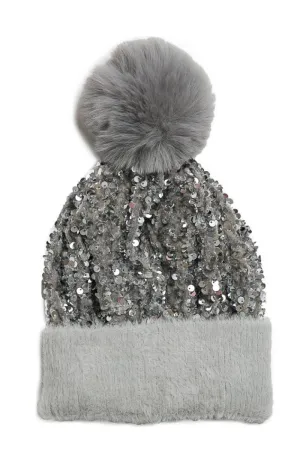 Sequin Pom Pom Hat
