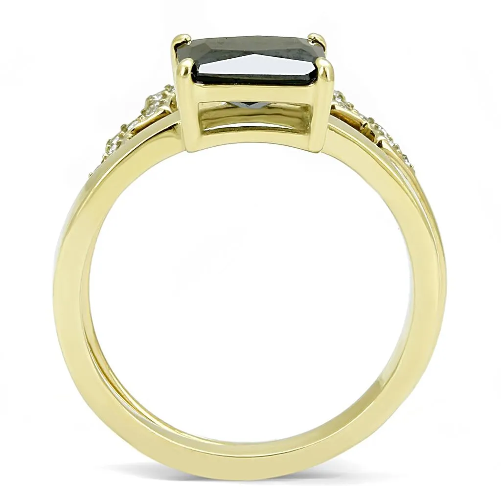 Steel Ring AAA GRD CZ Black Diamond TK3127 for Women Style Plating