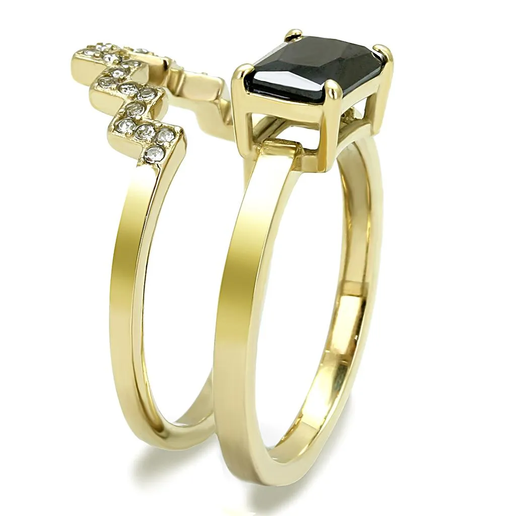 Steel Ring AAA GRD CZ Black Diamond TK3127 for Women Style Plating