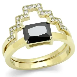 Steel Ring AAA GRD CZ Black Diamond TK3127 for Women Style Plating