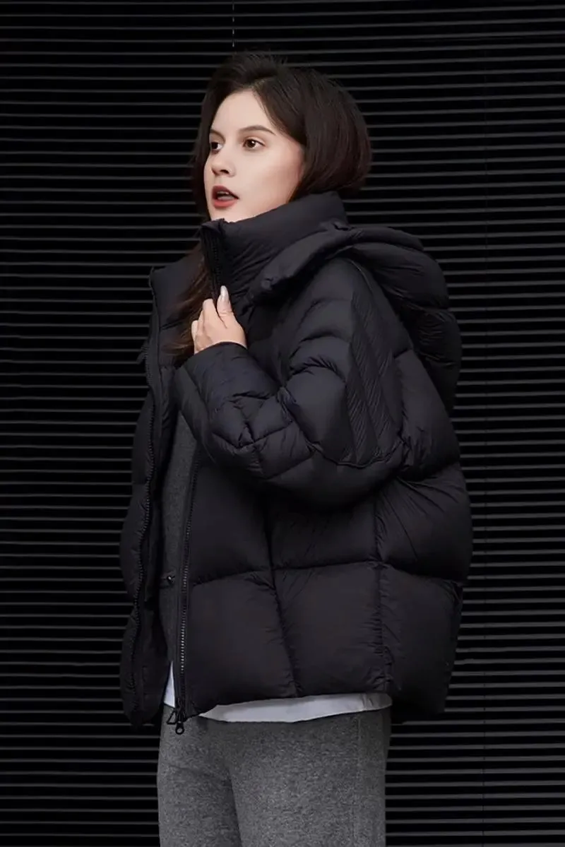 Ultra Light Seamless Water-Repellent Hooded Duck Down Puffer Jacket
