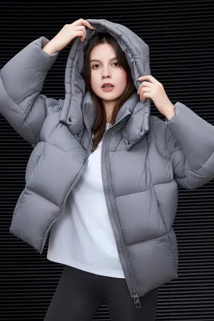 Ultra Light Seamless Water-Repellent Hooded Duck Down Puffer Jacket