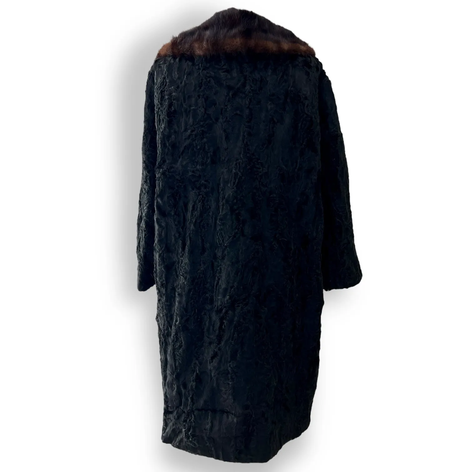 Vintage Swakara Fur Coat with Mink Collar