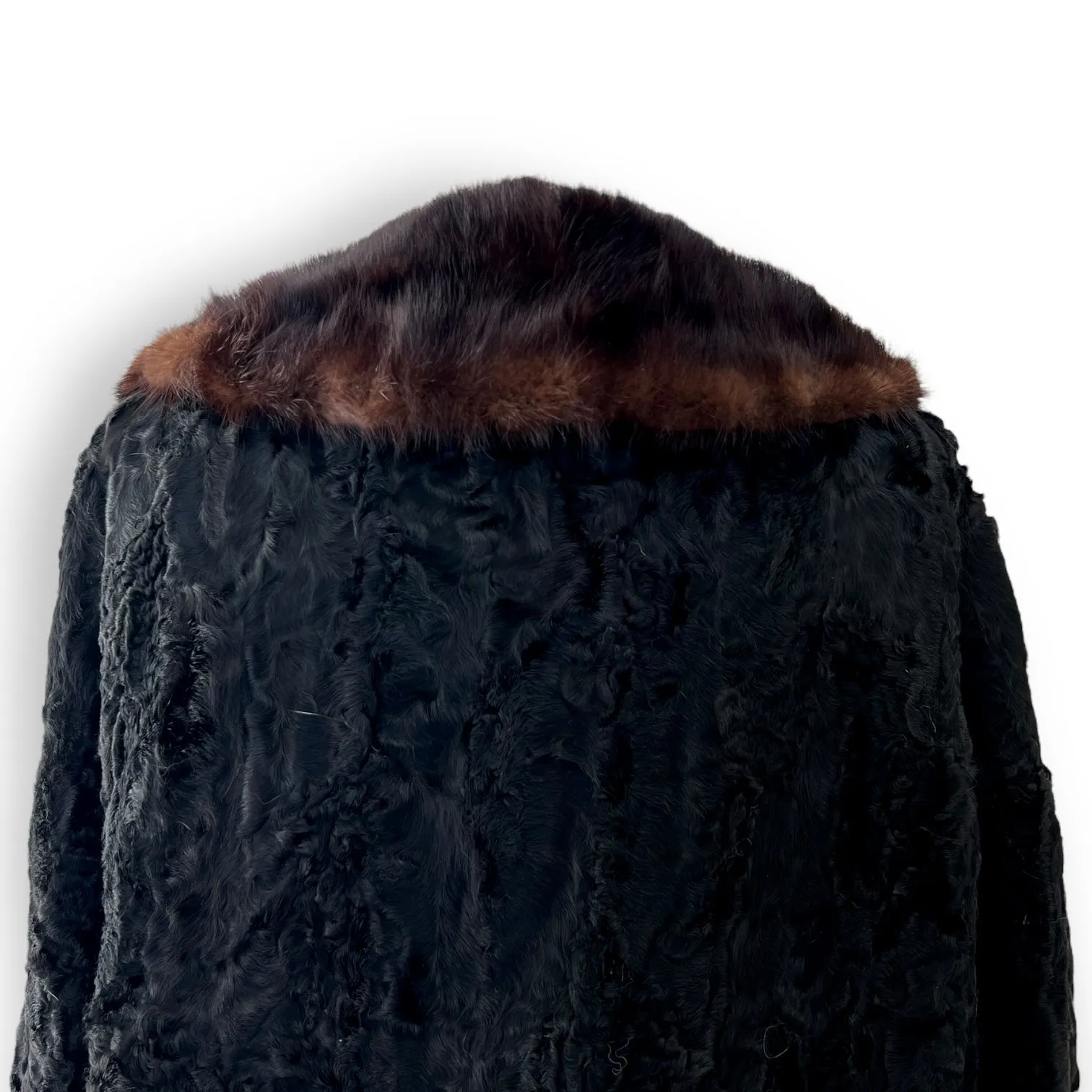 Vintage Swakara Fur Coat with Mink Collar