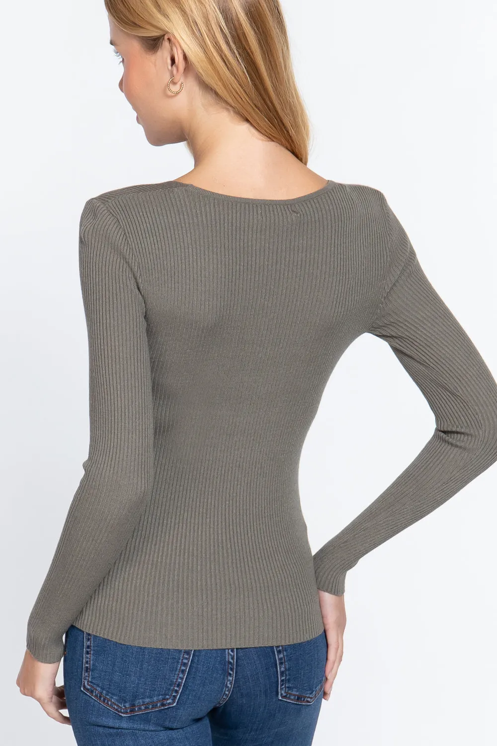 Women's Long Sleeve V-Neck Fitted Viscose Ribbed Cardigan Sweater