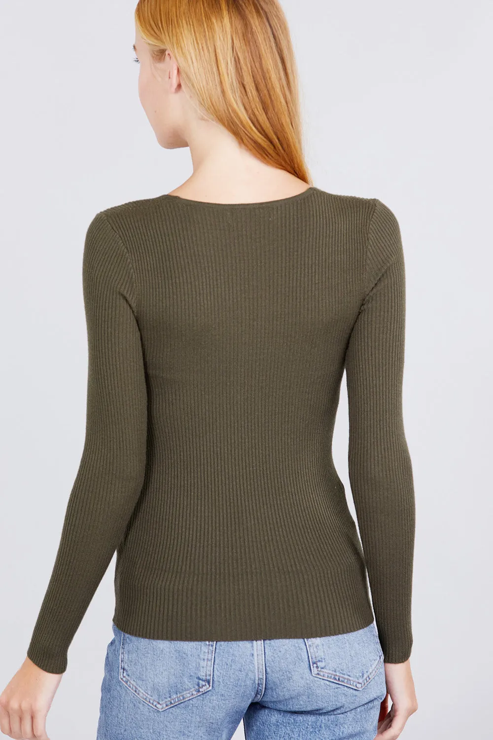 Women's Long Sleeve V-Neck Fitted Viscose Ribbed Cardigan Sweater