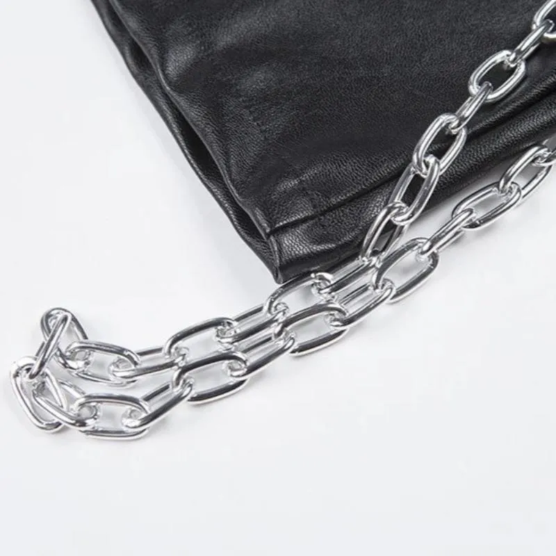 Women's Spring PU Leather Zipper Sleeveless Dress