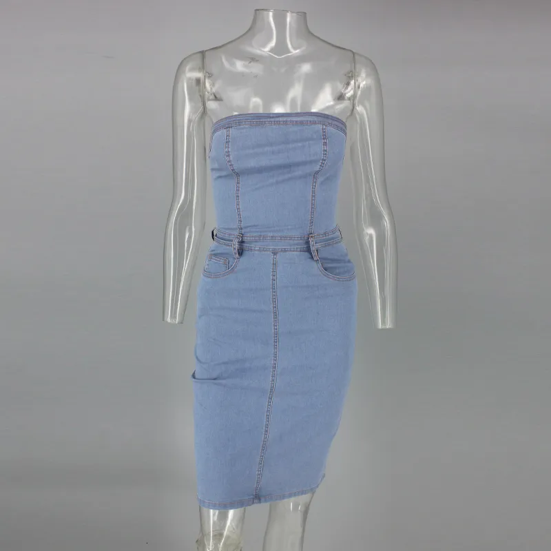 Women's Summer Casual Denim Sleeveless Sheath Dress
